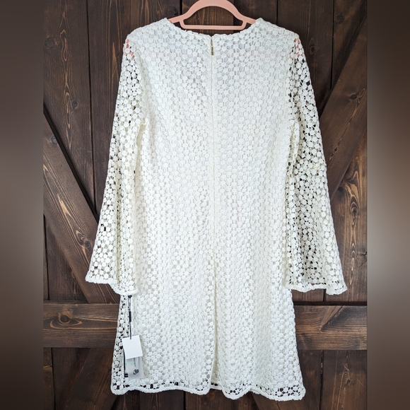 Karl Lagerfeld Paris White Bell Sleeve Eyelet Lace Dress New With Tags SIze 8 - Picture 12 of 14